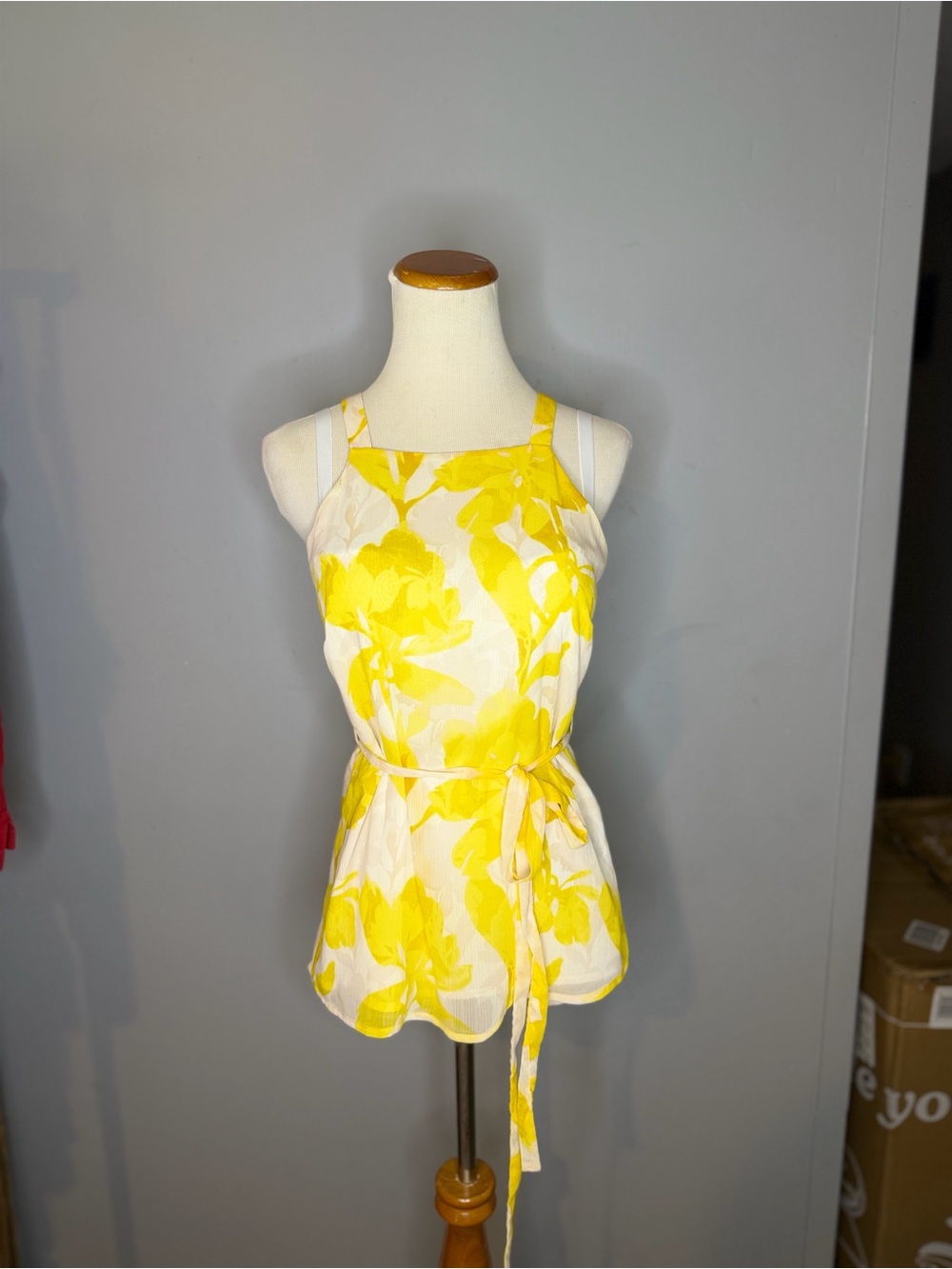 Banana Republic Yellow Floral Tie-Waist Camisole
